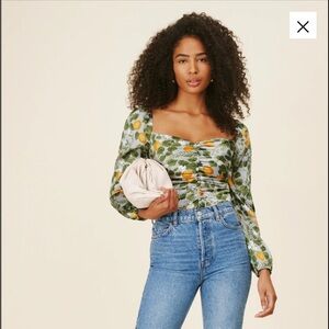 Reformation Sweetzer Silk Top - Orange Grove